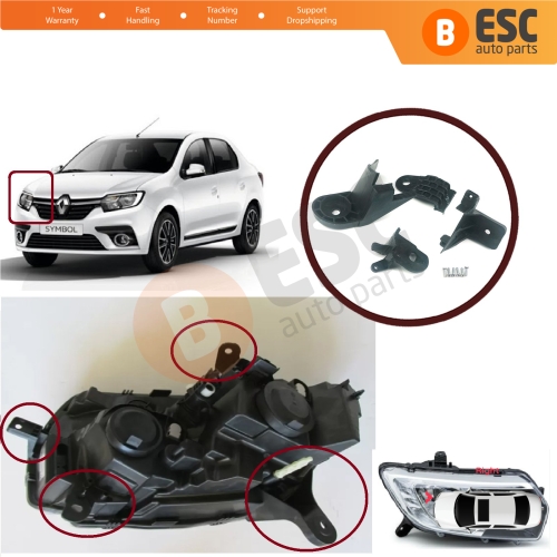 Headlight Holder Mount Repair Bracket Tab Set Right Side for Renault Symbol MK3 Facelift 2017-On 260102037R