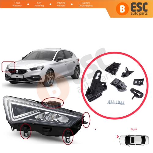 Headlight Holder Mount Repair Bracket Tab Set Right Side for Seat Leon Cupra MK4 KL1 KL8 2020-On 5FA998226