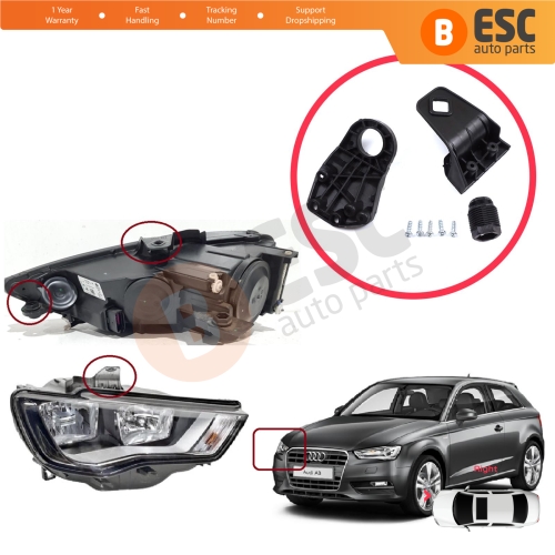 Headlight Holder Mount Repair Bracket Tab Set Right Side for Audi A3 S3 MK3 8V 2012-2020 8V0998122