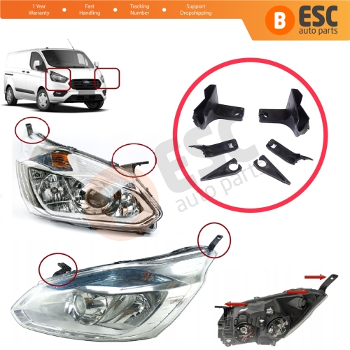 Headlight Holder Mount Repair Bracket Tab Set Right Left Side for Ford Transit Tourneo Custom MK1 V362 2012-2018 BK2113D152BJ BK2113D153BJ