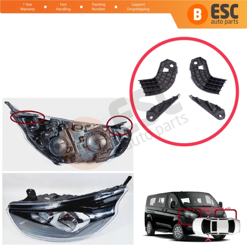 Headlight Holder Mount Repair Bracket Tab Set Left Right Side for Ford Transit Tourneo Custom MK1 V362 2018-2024 Facelift JK2113W030BJ