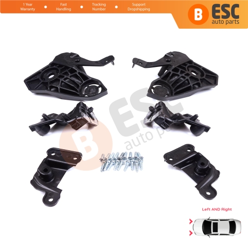 Headlight Holder Mount Repair Bracket Tab Set Left Right Side for Peugeot 208 e-208 MK2 P21 2008 e-2008 MK2 P24 2019-On 1656169580 1656169480