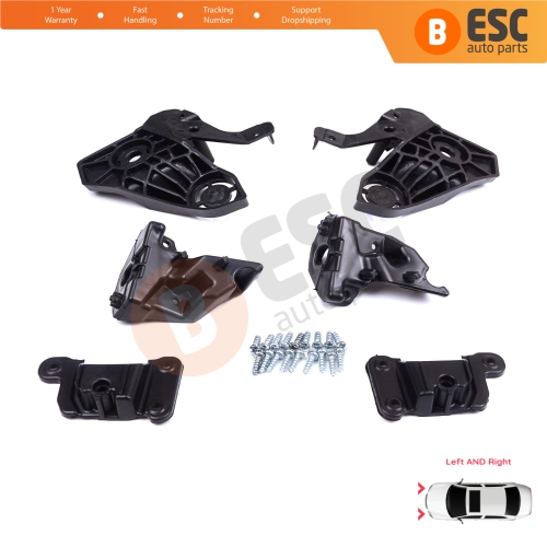 Headlight Holder Mount Repair Bracket Tab Set Left Right Side for Peugeot 208 e-208 MK2 P21 2008 e-2008 MK2 P24 2019-On 1656169580 1656169480