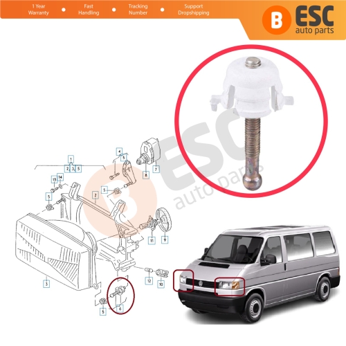 Front Headlight Adjusting Screw for VW Transporter T4 Caravelle 7D 70 Bus Van Box Platform 1990-2004 701941141A 