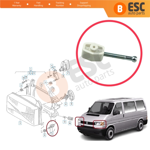 Headlight Adjusting Screw Bracket for VW Transporter T4 Caravelle 7D 70 Bus Van Box Platform 1990-2004 701941141A