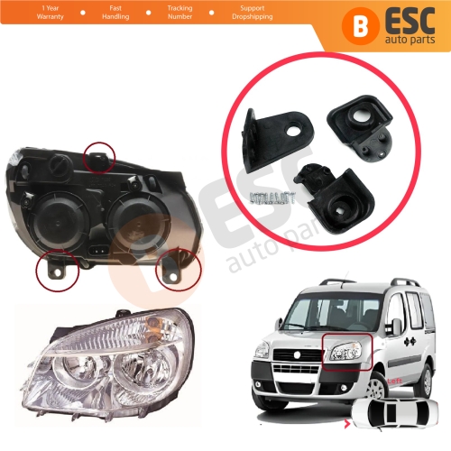 Headlight Holder Mount Repair Bracket Tab Set Left Side for Fiat Doblo Box MPV 119 223 2005-2010