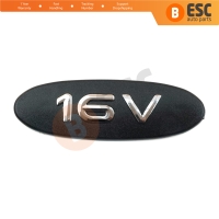 Black Chrome 16V Mould Badge Monogram Emblem for Renault Clio Kangoo 119 mm x 39 mm