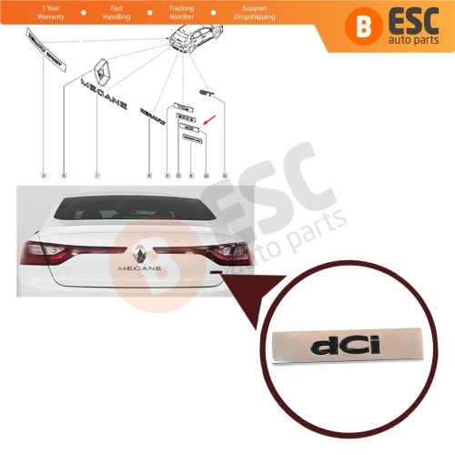 Rear Trunk dCi Mould Badge Monogram for Renault Megane MK4 Talisman 908920356R