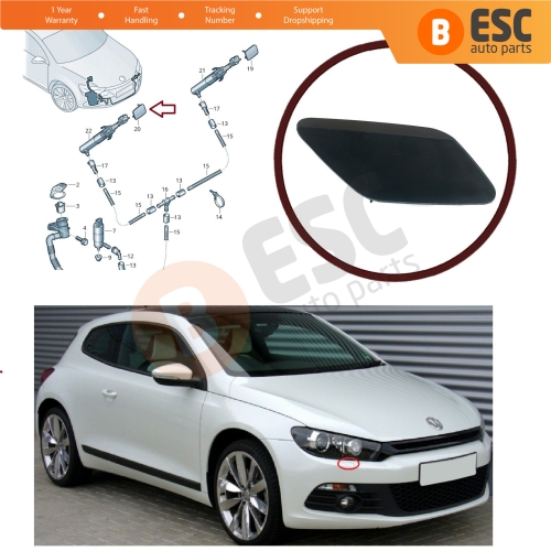 Headlight Washer Cover Cap Right Side 1K8807938 for VW Scirocco 2015-2017