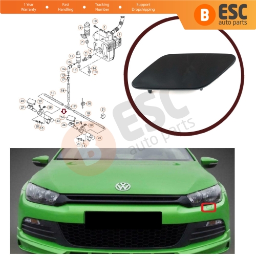 Headlight Washer Cover Cap Left 1K8955109 for VW Scirocco 2008-2014