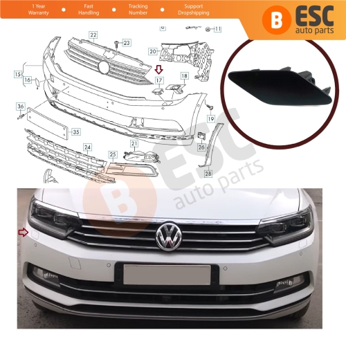 Headlight Washer Cover Cap Right 3G0807938 for VW Passat B8 3G 2015-2019