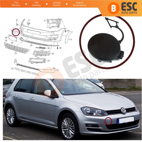 Front Bumper Tow Eye Hook Cover Cap 5GG807241 for VW Golf MK7