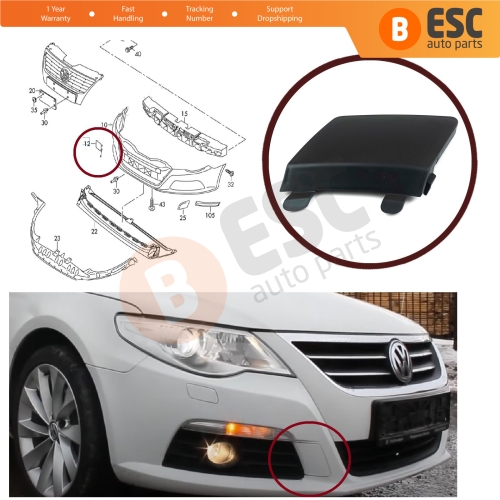 Front Bumper Tow Eye Hook Cover Cap 3C8807241 for VW Passat CC 2008-2012