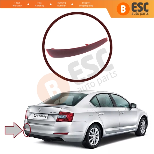 Rear Bumper Reflector Left 5E5945105 5E9945105 for Skoda Octavia 2012-2016 4-Door Liftback Hatchback Sedan