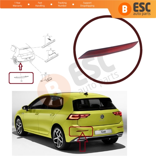 Rear Bumper Reflector Left 5G0945105C for VW Golf 7.5 8 e Golf Variant 4Motion R32 GTI Rabbit