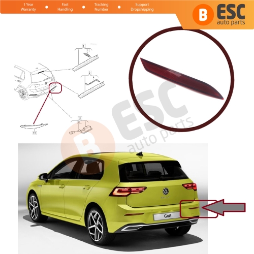 Rear Bumper Reflector Right 5G0945106C for VW Golf 7.5 8 e Golf Variant 4Motion R32 GTI Rabbit