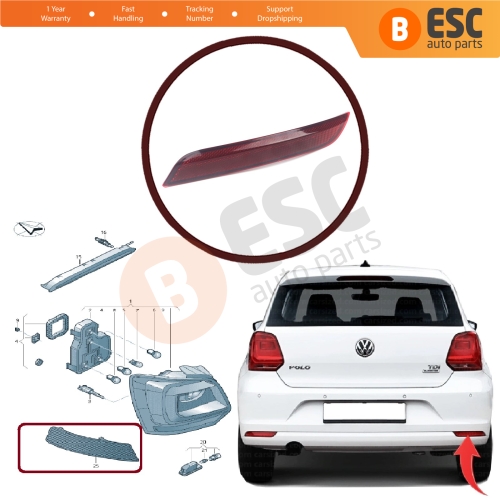 Rear Bumper Reflector Left 6C0945105B for VW Polo Vento Derby Classic 2015-2017