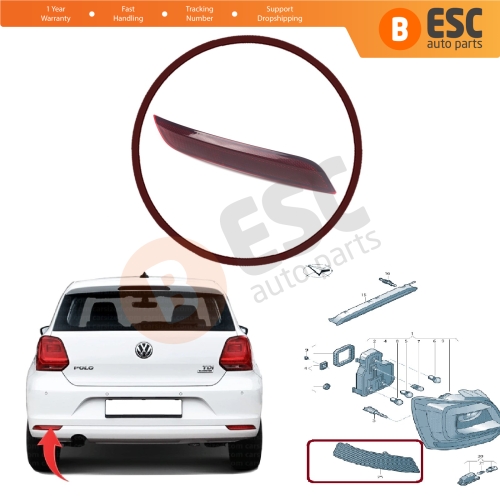 Rear Bumper Reflector Right 6C0945106B for VW Polo Vento Derby Classic 2015-2017