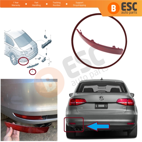 Rear Bumper Reflector Left 5C6945105B for VW Jetta Vento Syncro 2015-2017