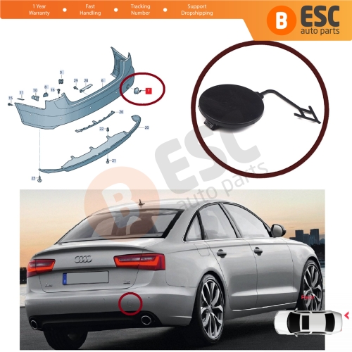 Rear Bumper Tow Hook Eye Cover Cap 4G5807441 for Audi A6 Avant S6 Quattro 2012-2014 A6L 2012 2015