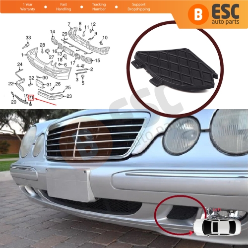 Front Bumper Lower Grille Cover Left A2108850153 for Mercedes E W210 E320 E430 E55 AMG 1999-2003