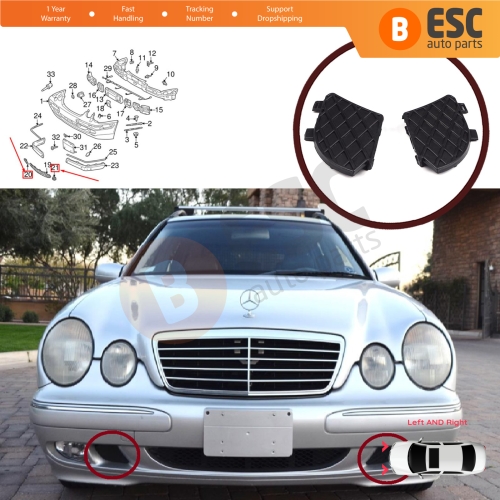 Front Bumper Lower Grille Cover Left Right A2108850253 153 for Mercedes E W210 E320 E430 E55 AMG 1999-2003