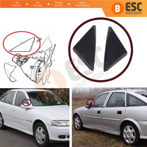 Front Door Outer Corner Triangle Molding Cover Set 90545855 90545856 for Vauxhall Opel Vectra B 1995-2002