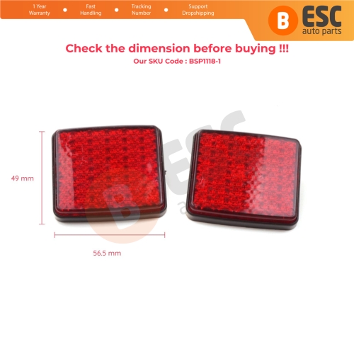 2 Pieces Rear Bumper Reflex Reflector 1348401080 for Fiat Doblo Ducato Peugeot Boxer Citroen Jumper Relay 