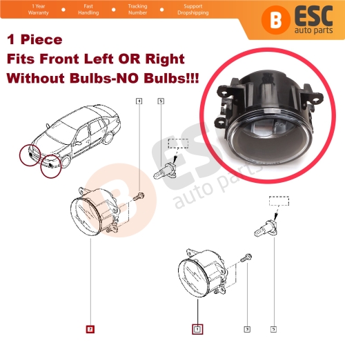 Front Bumper Fog Light W/O BULB 8200074009 for Renault Dacia Scenic Megane Master Laguna Thalia Logan Duster 