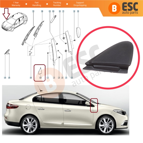 RIGHT Side View Mirror Triangle Fender Corner Trim Cover for Renault Megane MK3 Fluence 638740012R