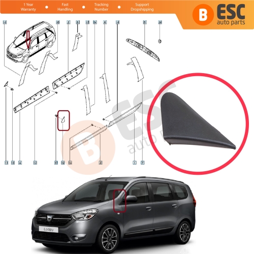 LEFT Side View Mirror Triangle Fender Corner Trim Cover for Renault Dacia Dokker Lodgy 638756739R