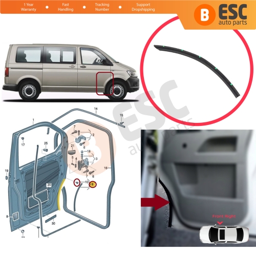 Front Right Door Inner Fender Arch Seal for VW Transporter T5 T6 T6.1 Caravelle Multivan 7H0837566