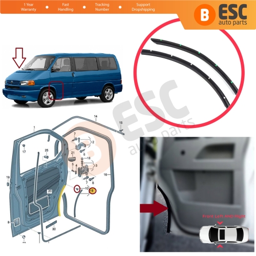 Front Door Inner Fender Arch Seal Set for VW Transporter T5 T6 T6.1 Caravelle Multivan 7H0837565 7H0837566