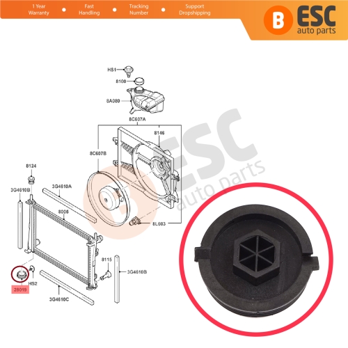 Cooling Radiator Lower Bottom Cap Assy For Ford Fiesta MK5 JH JD Fusion Europe JU 2002-2012