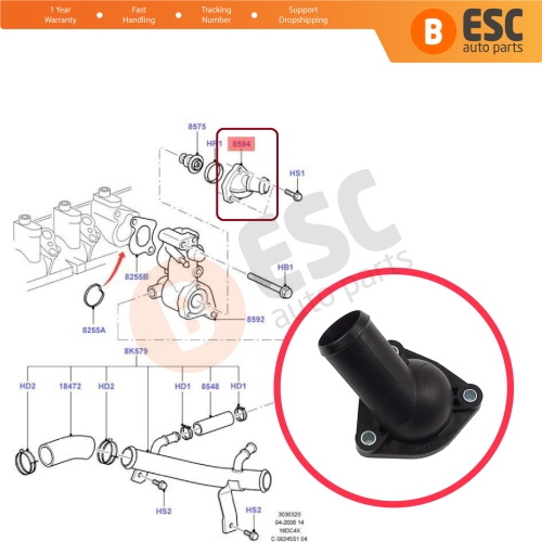 Thermostat Coolant Water Outlet Flange Connector Pipe for Ford Focus C-Max Fiesta Mondeo Connect 1.8 TDCi 1148329 