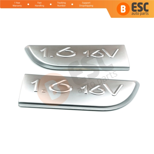 2 Pieces Chrome 1.6 16V Badge Emblem 8200209130 Left and Right For Renault Megane MK2 Scenic MK2