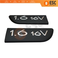 2 Pieces Black 1.6 16V Badge Emblem 8200209130 Left Right For Renault Megane MK2 Scenic MK2