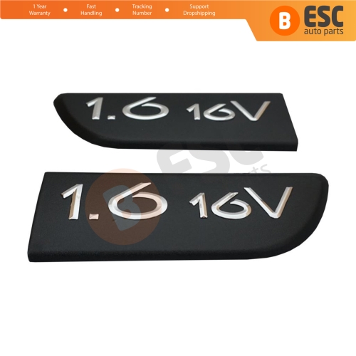 2 Pieces Black 1.6 16V Badge Emblem 8200209130 Left Right For Renault Megane MK2 Scenic MK2