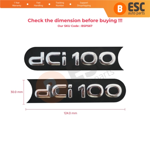 2 Pieces Black dci 100 Badge Monogram Emblem for Renault Master