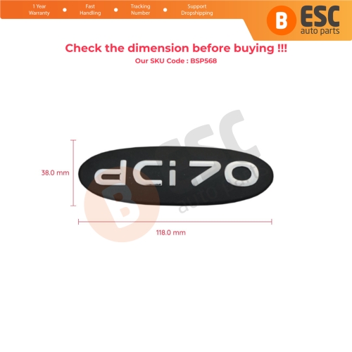 Black dci 70 Badge Monogram Emblem for Renault Kangoo 1998-2007 8200120852