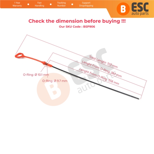 Engine Oil Dipstick Measurer 513 mm for Honda Civic 1996-2000 Total Length: 513 mm