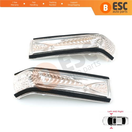 2 Pcs Side Door Wing Mirror Indicator Lamp White Lens R+L 71765449 71765377 for Fiat Doblo 2 Opel Combo D