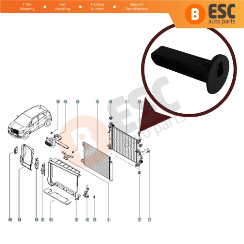 Radiator Pillar Fixing Pin Locator Support Mounting Clip 214450001R for Dacia Duster Dokker Lodgy