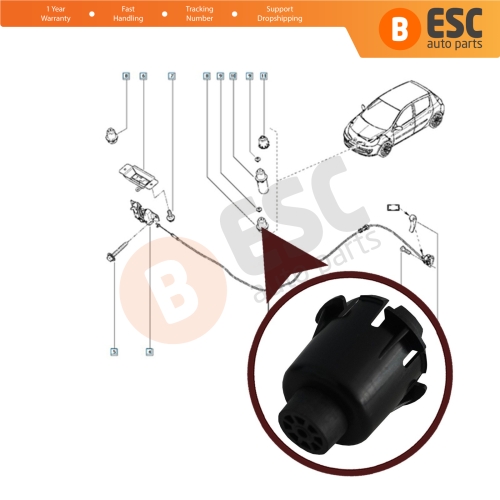 Engine Bonnet Hood Adjuster Prop Holder Wedge Rubber Stop 8200766953 for Renault Clio MK3