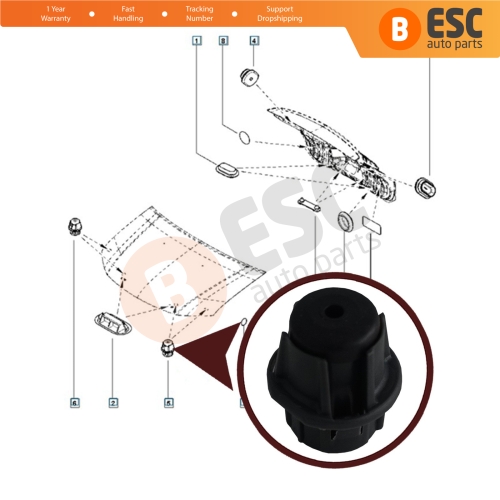 Engine Bonnet Hood Adjuster Prop Holder Wedge Rubber Stop 8200048938 for Renault Megane Scenic Symbol Dacia Logan Sandero