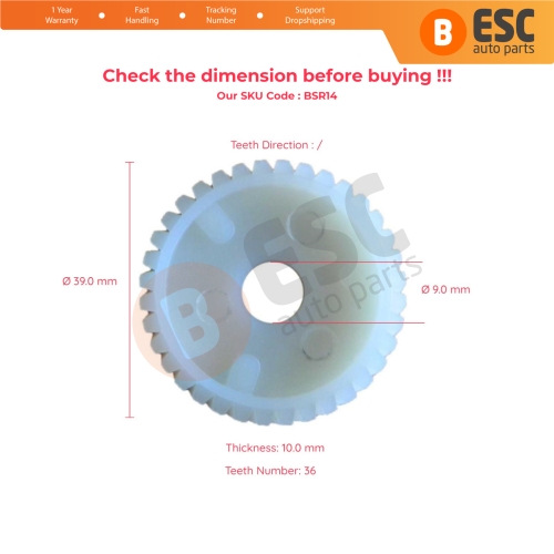 Sunroof Motor Repair Gear for Alfa Romeo 36 Teeth Diameter 38.84 mm Hole Diameter 9.05 mm