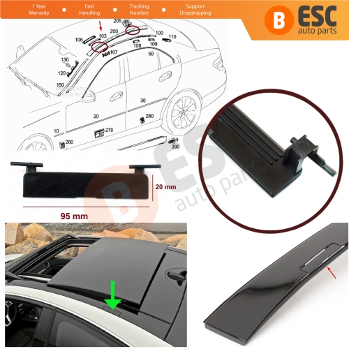 Panoramic Roof Rack Port Cover Trim 20469071829040 for Mercedes C Class W204 2007-2014 95*20 mm