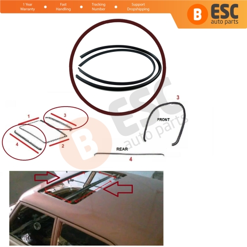 Sunroof Rubber Seal Gasket Set 1087820098 1157820198 for Mercedes W123 S123 C123 W126 W108 W109 W110 W112 W114 W115