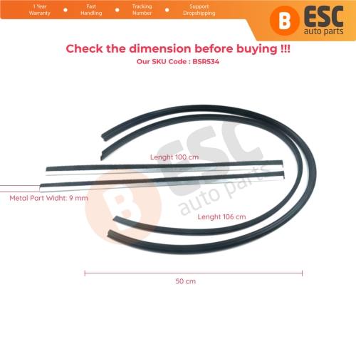 Sunroof Seal Brush Gasket Metal Rubber Set 1087820098 1157820198 1087820198 for Mercedes W123 W126