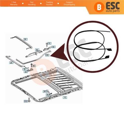 Sunroof Repair Cables A2157800589 2157800689 for Mercedes W203 W211 C209 C215 C219